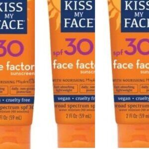 X 3 Kiss My Face SPF30 Face Factor Sunscreen ~ 2 oz EACH